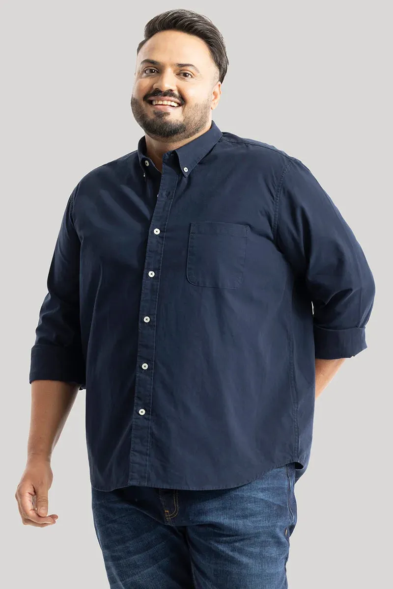 Lucia Navy Plain Plus Size Shirts